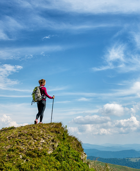 Person hiking on a mountain
