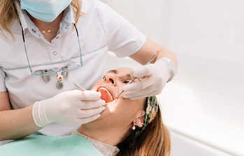 Woman getting a dental exam